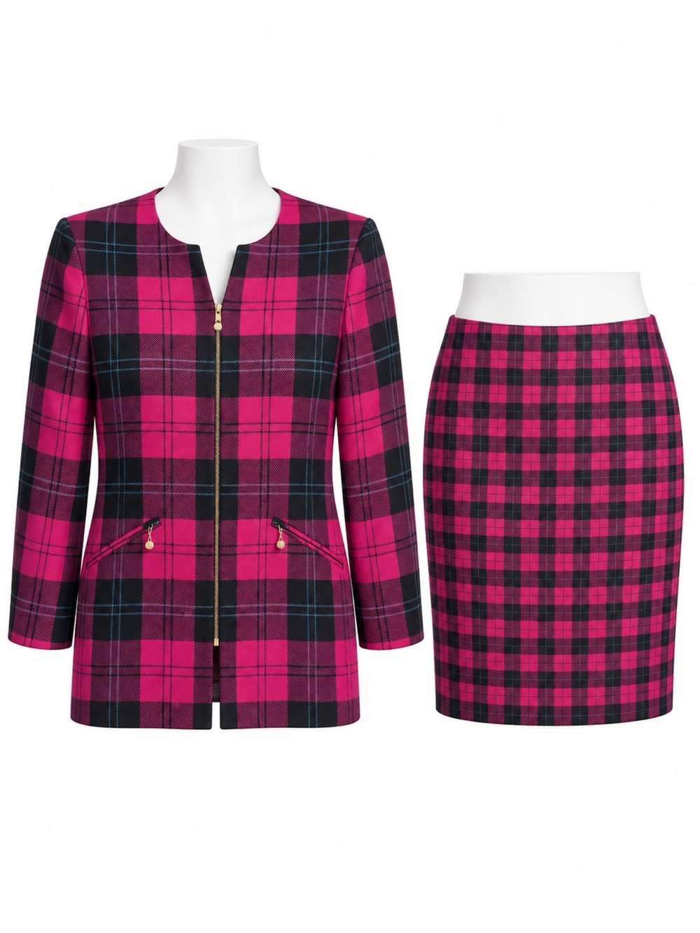 Size 12/10 Studio J Women’s Vintage Virgin Wool Plaid Skirt Suit